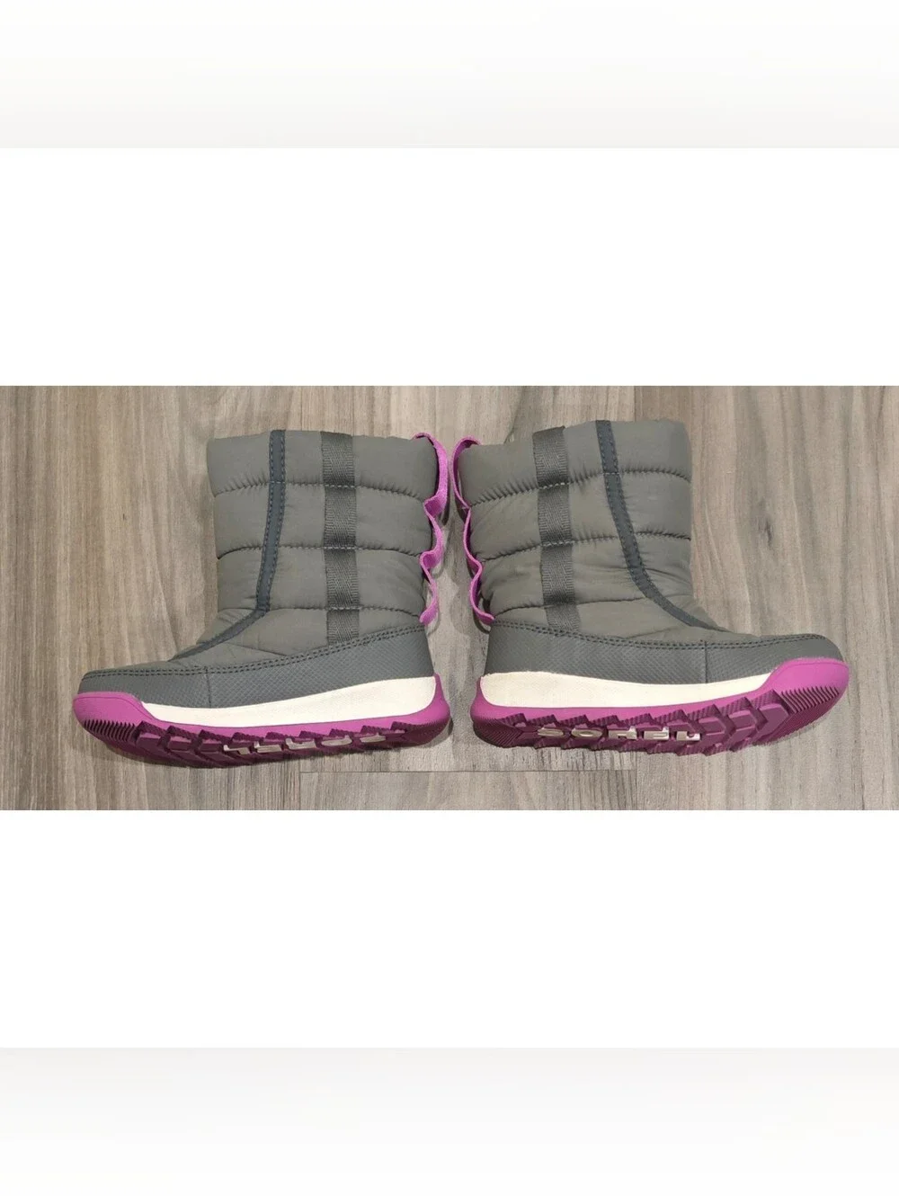 Sorel Whitney II Puffy Mid Waterproof Winter Boots Gray Purple Toddler Size 10